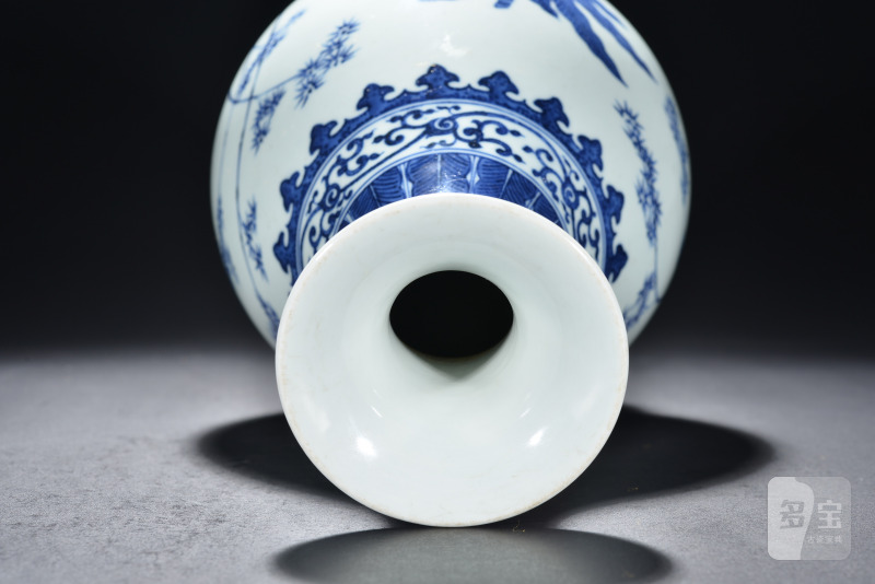清 青花竹石芭蕉玉壶春瓶 - 图11